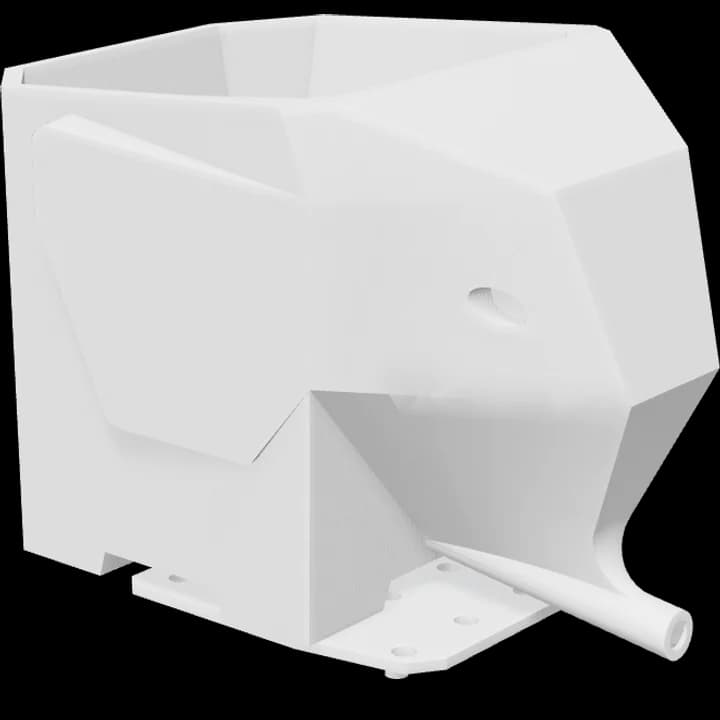 Elephant plant pot, a 3D render of the model.