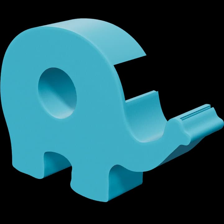 Elephant tape dispenser, a 3D render of the model.