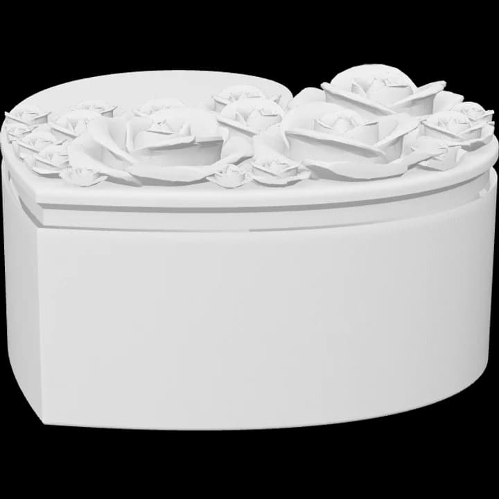 Heart box with roses, a 3D render of the model.