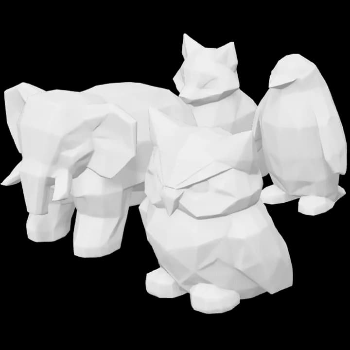 Low-poly animal set, a 3D render of the model.