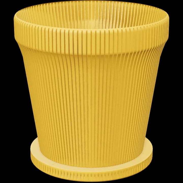 Terracotta-style planter, a 3D render of the model.